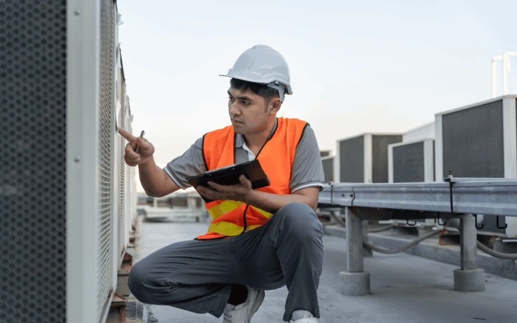 Técnico realizando reparación en instalaciones de comunidad de vecinos